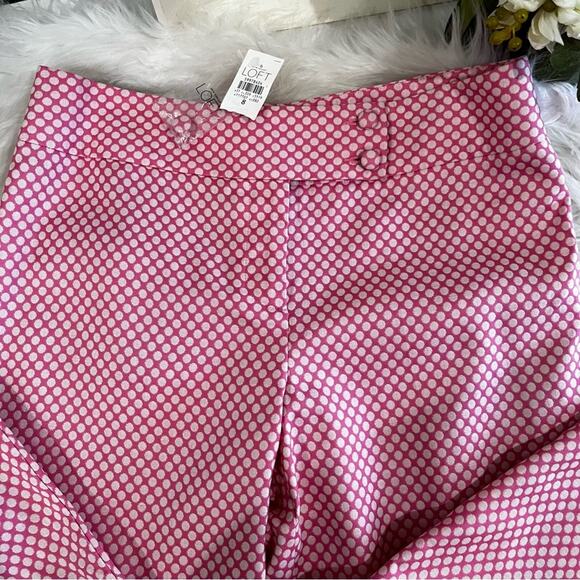 NEW Ann Taylor Loft Retro Preppy Polka Dot Straight Leg Pedal Pusher Capri Pants - Picture 7 of 14